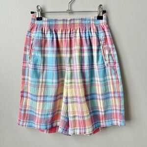 Vintage Shorts Women's XS Plaid Pink Blue Preppy Cottage Coastal High Rise